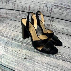Talbots Wooden Chunky Heels Black Leather Women's 7.5